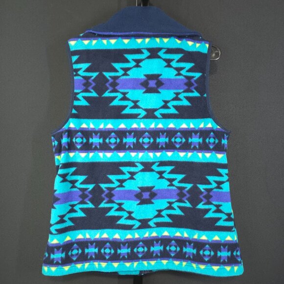 Chaps Sport Fleece Vest Womens L Southwestern Aztec Geometric Full Zip Gorpcore - Picture 5 of 6